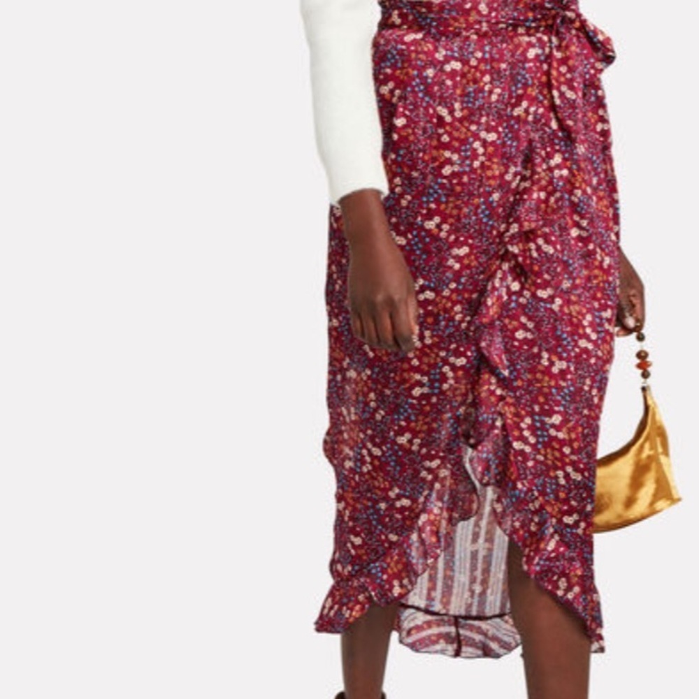 SABINA MUSAYEV Sky Floral Wrap Skirt flower print  red size small - Picture 3 of 10